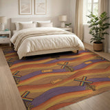 Abstract Rainbow Wave Area Rug
