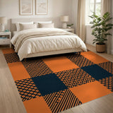 Orange Black Buffalo Plaid Area Rug
