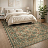 Teal Geometric Heritage Tribal Area Rug