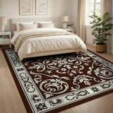 Ornate Brown Floral Baroque Rug