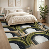 Green Stacked Arches Geometric Area Rug