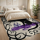 Witchy Black Cat Purple Castle Area Rug