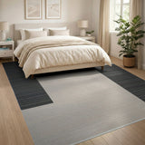 Asymmetrical Black Beige Geometric Area Rug