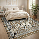 Brown and Tan Southwestern Brown Tan Southwestern Geometric Area Rug