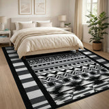 Bold Black White Southwestern Geometric Rug