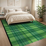 Vibrant Green Plaid Checkered Area Rug