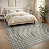 Grey Geometric Diamond Weave Area Rug