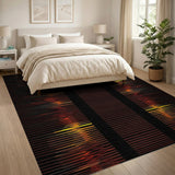 Fiery Orange Wave Stripe Area Rug