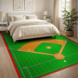 Baseball Diamond Green Grass Area Rug