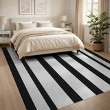 Bold Black White Vertical Stripe Geometric Modern Rug