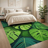 Lush Monstera Leaves Green Area Rug
