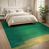 Emerald Green Gold Geometric Area Rug