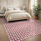 Geometric Modern Bold Red Grid Geometric Area Rug
