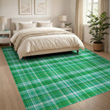 Green Green Gingham Plaid Area Rug