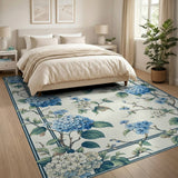 Floral Vintage Blue Hydrangea Floral Vintage Area Rug