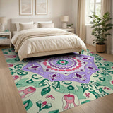 Vibrant Purple Pink Floral Mandala Rug