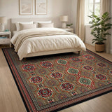 Red Octagon Medallion Persian Area Rug