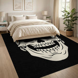 Black and White Grinning Skull Black White Area Rug