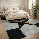 Bold Metallic Gold Star Black White Area Rug