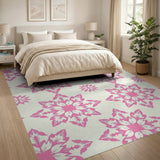Pink Starburst Floral Area Rug