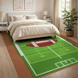 Football Field Area Rug with Centered Ball