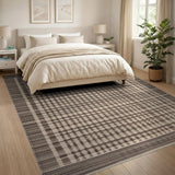 Geometric Modern Beige Woven Grid Area Rug