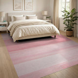 Blush Pink Horizontal Stripe Abstract Area Rug