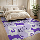 Purple Cartoon Puppy Paw Area Rug