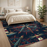 Nautical Compass Lighthouse Area Rug