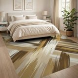 Beige Brushstroke Abstract Area Rug