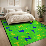 Vibrant Alphabet Pixel Kids Area Rug