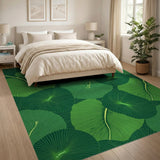 Emerald Green Veined Leaf Area Rug