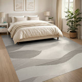 Serene Grey Wave Abstract Area Rug
