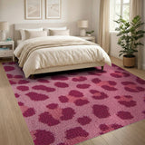 Playful Pink Leopard Spot Tufted Area Rug