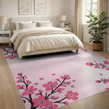 Blush Pink Cherry Blossom Pink Area Rug