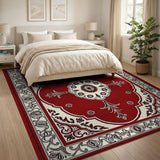 Red Traditional Persian Red Traditional Persian Medallion Area Rug