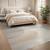 Abstract Wavy Grey Beige Area Rug