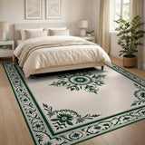 Ornate Green Floral Persian Area Rug