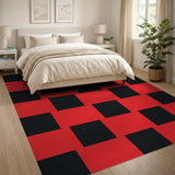 Bold Red Black Checkered Red Area Rug