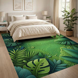 Boho Chic Lush Monstera Leaf Green Area Rug