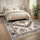 Southwestern Brown and Tan Terracotta Geometric Southwestern Area Rug