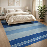 Blue Striped Woven Area Rug