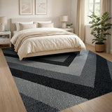 Grey Chevron Diagonal Stripe Area Rug