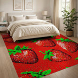 Red Red Strawberry Fruit Pattern Area Rug