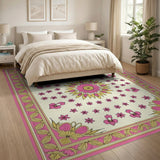 Pink Floral Medallion Vintage Area Rug