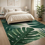 Vintage Monstera Leaves Green Area Rug