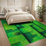 Emerald Moss Maze Geometric Area Rug