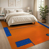 Bold Orange Blue Geometric Shag Area Rug