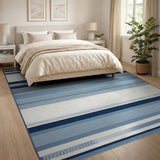 Blue Striped Coastal Area Rug