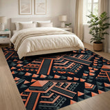 Orange Geometric Pyramid Area Rug